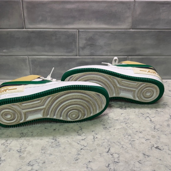 Nike Air Force 1 Sneakers White,Green,Navy,Beige with Gold Details size 8 - Picture 9 of 11